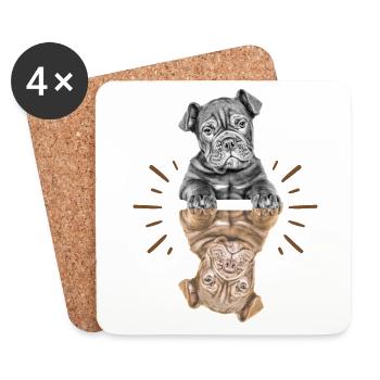 OLD ENGLISH BULLDOG Chien Chiens Bouledogue - Dessous de verre (lot de 4) - blanc - Devant