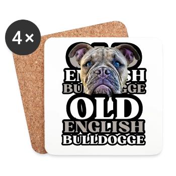 OLD ENGLISH BULLDOG Chien Chiens Bouledogue - Dessous de verre (lot de 4) - blanc - Devant