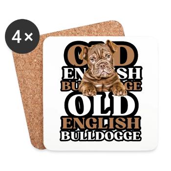 OLD ENGLISH BULLDOG Chien Chiens Bouledogue - Dessous de verre (lot de 4) - blanc - Devant