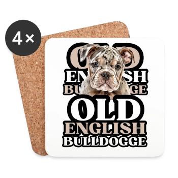 OLD ENGLISH BULLDOG Chien Chiens Bouledogue - Dessous de verre (lot de 4) - blanc - Devant