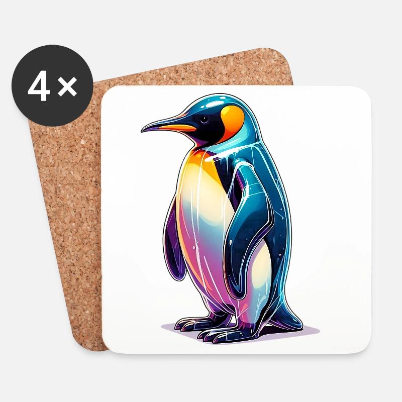 Pinguin - Untersetzer (4er-Set) - Weiß