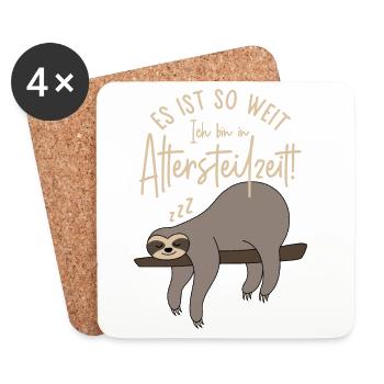 Faultier Es ist so weit Ich bin in Altersteilzeit - Untersetzer (4er-Set) - Weiß - Vorne