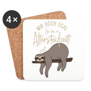 Faultier Mir doch egal Ich bin in Altersteilzeit - Untersetzer (4er-Set) - Weiß - Vorne