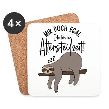 Faultier Mir doch egal Ich bin in Altersteilzeit - Untersetzer (4er-Set) - Weiß - Vorne