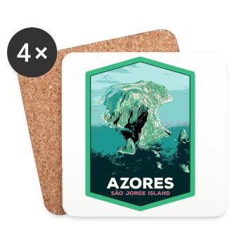 Illustration Île São Jorge vue du ciel, Açores - Dessous de verre (lot de 4) - blanc - Devant