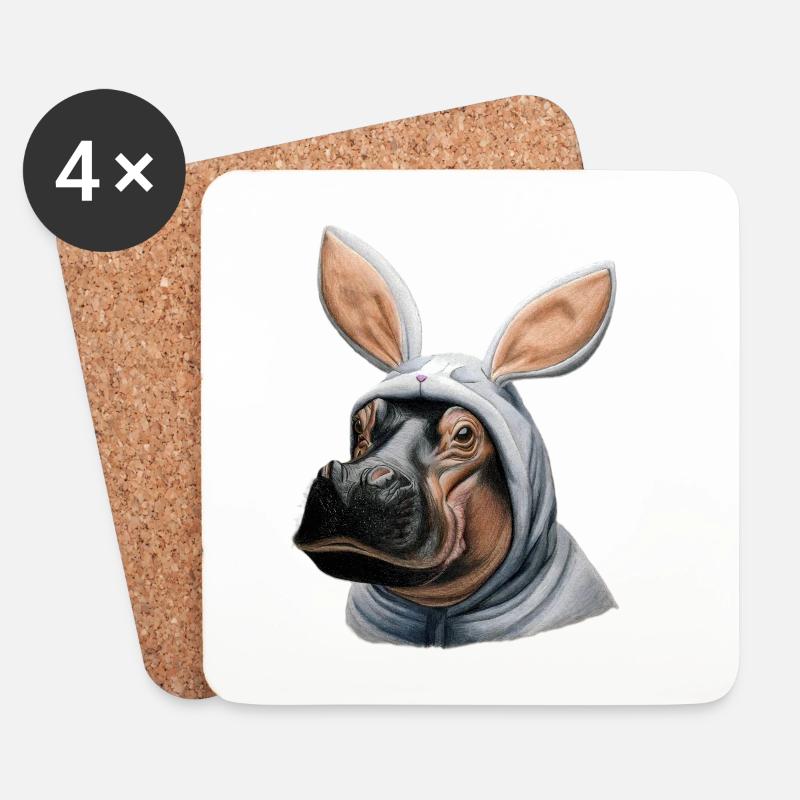 Nilpferd Bunny weiß - Untersetzer (4er-Set) - Weiß
