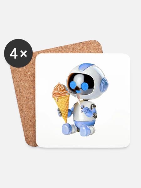 Roboter Eis - Untersetzer (4er-Set) - Weiß