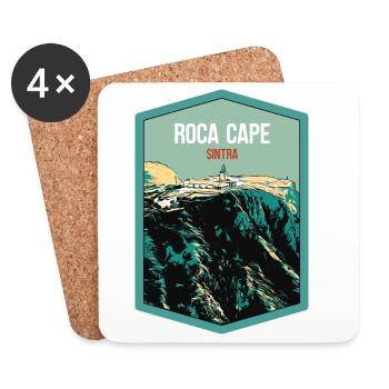 Illustration Cap de Roca, Leuchtturm, Portugal - Untersetzer (4er-Set) - Weiß - Vorne