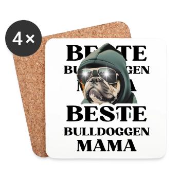 BESTE BULLDOGGEN Mama Hund BULLDOGGE Hunde - Untersetzer (4er-Set) - Weiß - Vorne