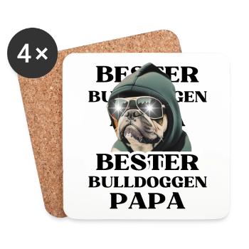 BESTER BULLDOGGEN PAPA Hund BULLDOGGE Hunde - Untersetzer (4er-Set) - Weiß - Vorne