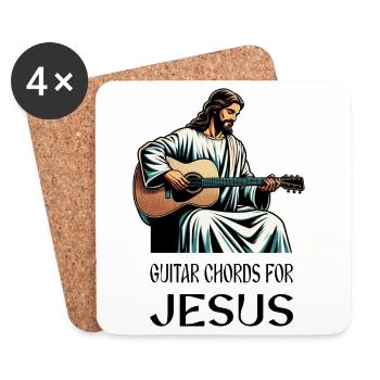 accords de guitare pour musique de Jésus Christ - Dessous de verre (lot de 4) - blanc - Devant