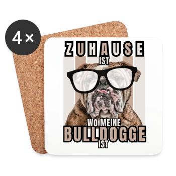 LA MAISON EST LÀ OÙ MON BOULEDOGUE EST CHIEN CHIENS - Dessous de verre (lot de 4) - blanc - Devant