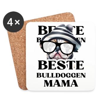 BESTE BULLDOGGEN Mama Hund BULLDOGGE Hunde - Untersetzer (4er-Set) - Weiß - Vorne