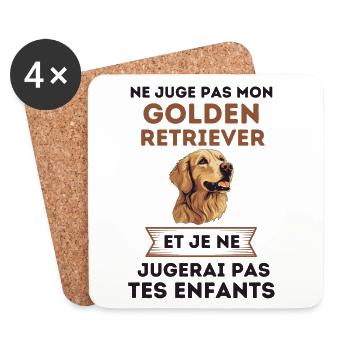 ne juge pas golden retriever 2 - Dessous de verre (lot de 4) - blanc - Devant