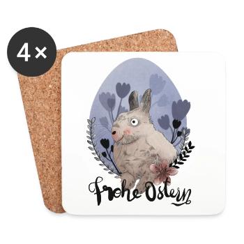 Easter Bunny Illustration Happy Easter - Coasters (set of 4) - white - Front