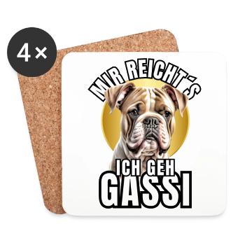I'M GOING FOR A WALK - BULLDOG DOG DOGS - Coasters (set of 4) - white - Front