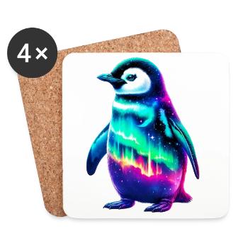 Aurora Borealis Pinguin - Untersetzer (4er-Set) - Weiß - Vorne