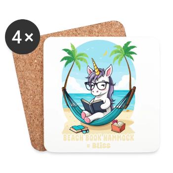 Einhorn mit Buch - Untersetzer (4er-Set) - Weiß - Vorne