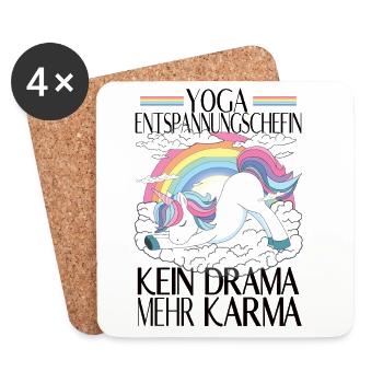 Yoga Relaxation Unicorn – Plus de drame Karma - Dessous de verre (lot de 4) - blanc - Devant
