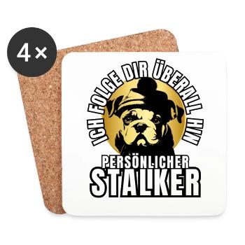 PERSÖNLICHER STALKER BULLDOGGE Hund HUNDE - Untersetzer (4er-Set) - Weiß - Vorne
