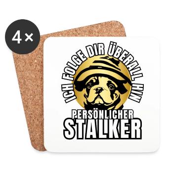 PERSÖNLICHER STALKER BULLDOGGE Hund HUNDE - Untersetzer (4er-Set) - Weiß - Vorne