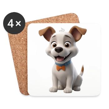 Dear puppy with bow tie - Coasters (set of 4) - white - Front
