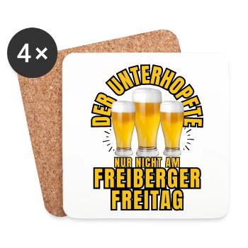 Der UNTERHOPFTE nur nicht am FREIBERGER FREITAG - Untersetzer (4er-Set) - Weiß - Vorne