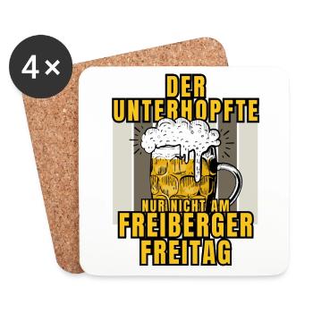 Der UNTERHOPFTE nur nicht am FREIBERGER FREITAG - Untersetzer (4er-Set) - Weiß - Vorne