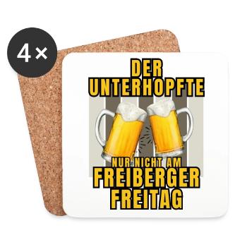 Der UNTERHOPFTE nur nicht am FREIBERGER FREITAG - Untersetzer (4er-Set) - Weiß - Vorne