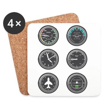 Airplane Flight Instruments - Coasters (set of 4) - white - Front