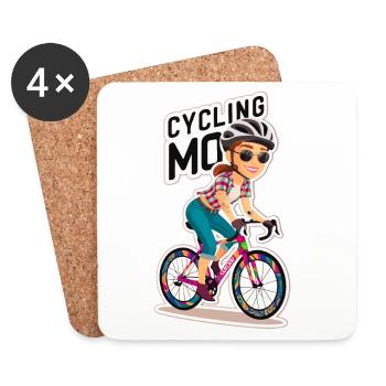 Lebendiges Radsportmotiv mit verspielter Fahrerin - Untersetzer (4er-Set) - Weiß - Vorne