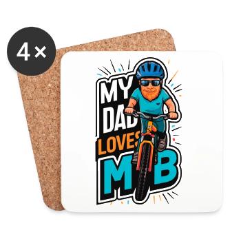 Father's Day Mountain Biking Illustration - Coasters (set of 4) - white - Front