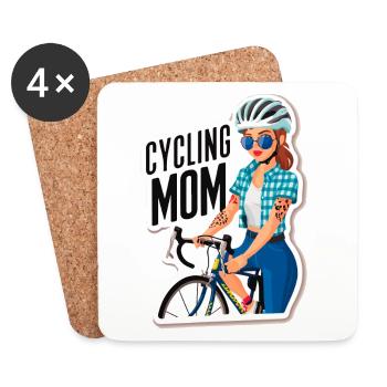 Radfahren Mama Empowerment Aufkleber - Untersetzer (4er-Set) - Weiß - Vorne