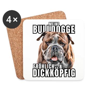Mon BOULEDOGUE chien joyeux et têtu CHIENS - Dessous de verre (lot de 4) - blanc - Devant