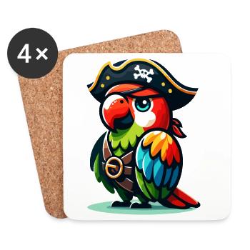 Pirate Polly: Der verwegene Krächzer - Untersetzer (4er-Set) - Weiß - Vorne