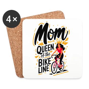 Mom Queen of the Bike Lines T-Shirt - Coasters (set of 4) - white - Front