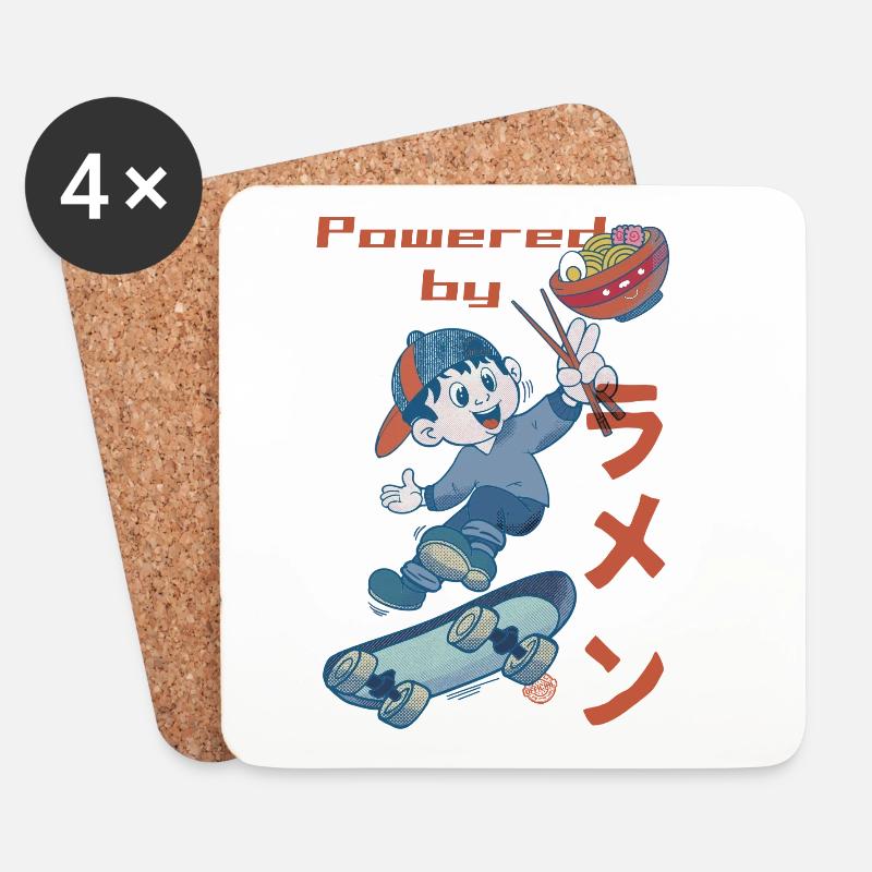 Powered by Ramen - Untersetzer (4er-Set) - Weiß