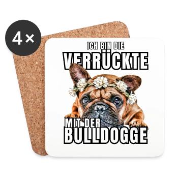 Je suis le FOU avec le chien bouledogue CHIENS - Dessous de verre (lot de 4) - blanc - Devant