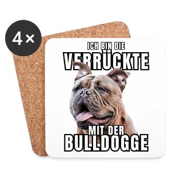 Je suis le FOU avec le chien bouledogue CHIENS - Dessous de verre (lot de 4) - blanc - Devant
