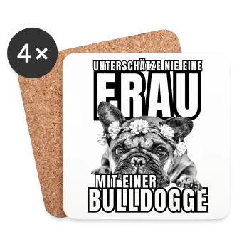 NEVER UNDERESTIMATE A WOMAN with Bulldog Dog DOG - Coasters (set of 4) - white - Front