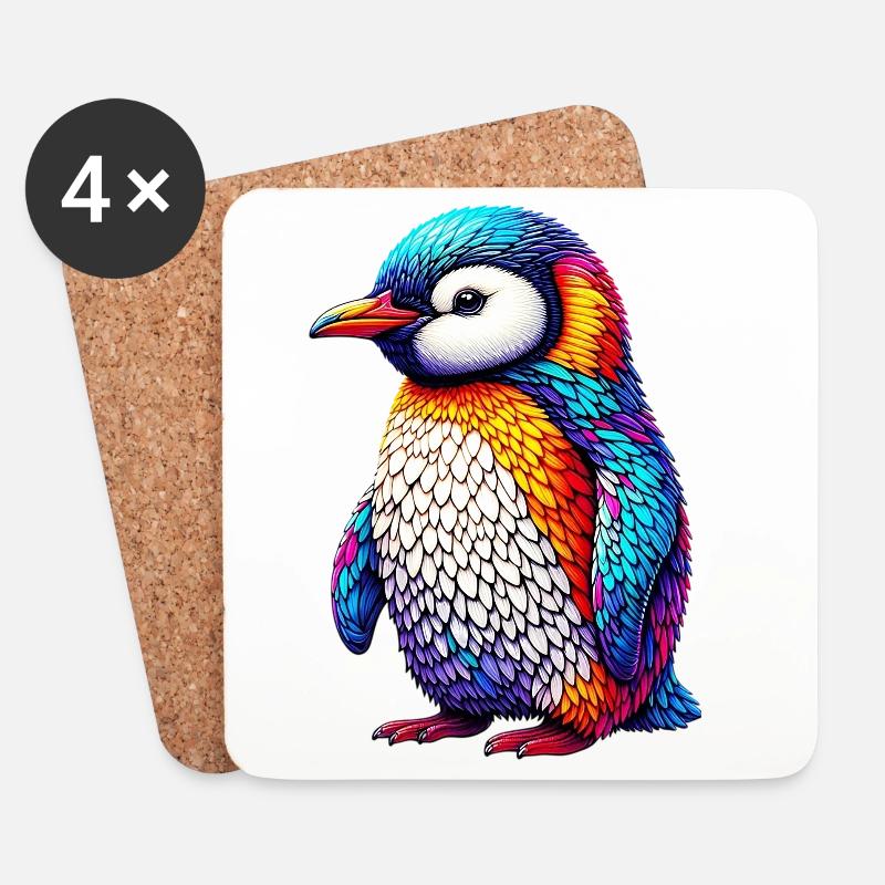 Pinguin - Untersetzer (4er-Set) - Weiß