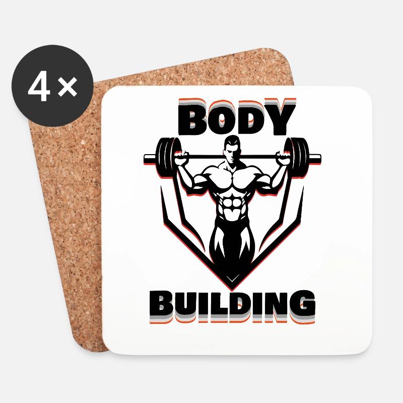 Bodybuilding dark design - Untersetzer (4er-Set) - Weiß