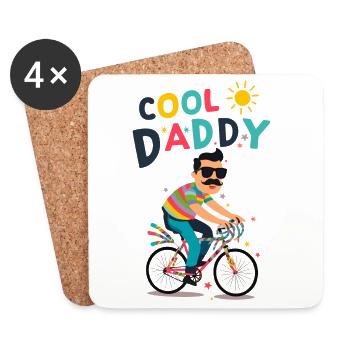 Lebendiges cooles Daddy-Radfahrer-Design - Untersetzer (4er-Set) - Weiß - Vorne