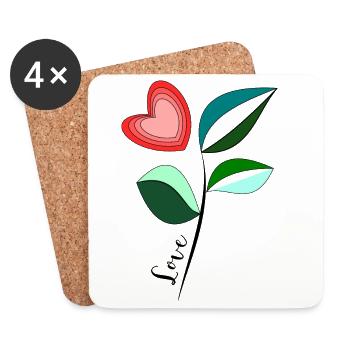 COEUR. MAMAN. FÊTE DES MÈRES. COEUR. FÊTE - Dessous de verre (lot de 4) - blanc - Devant