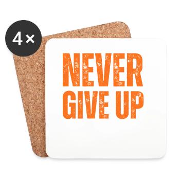Men's T- shirt Never give up - Dessous de verre (lot de 4) - blanc - Devant
