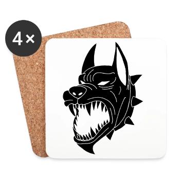 Schwarzer Hund der Unterwelt - Untersetzer (4er-Set) - Weiß - Vorne