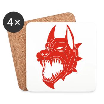 Roter Hund der Unterwelt - Untersetzer (4er-Set) - Weiß - Vorne