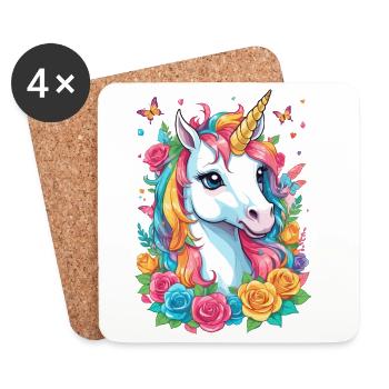 Cute Unicorn - Coasters (set of 4) - white - Front