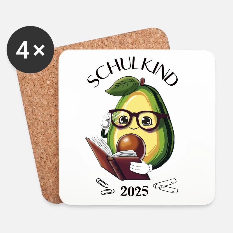 Schulkind 2025 – Avocado Einschulung - Untersetzer (4er-Set) - Weiß