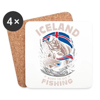 ICELAND - born to go - FISHING - Untersetzer (4er-Set) - Weiß - Vorne